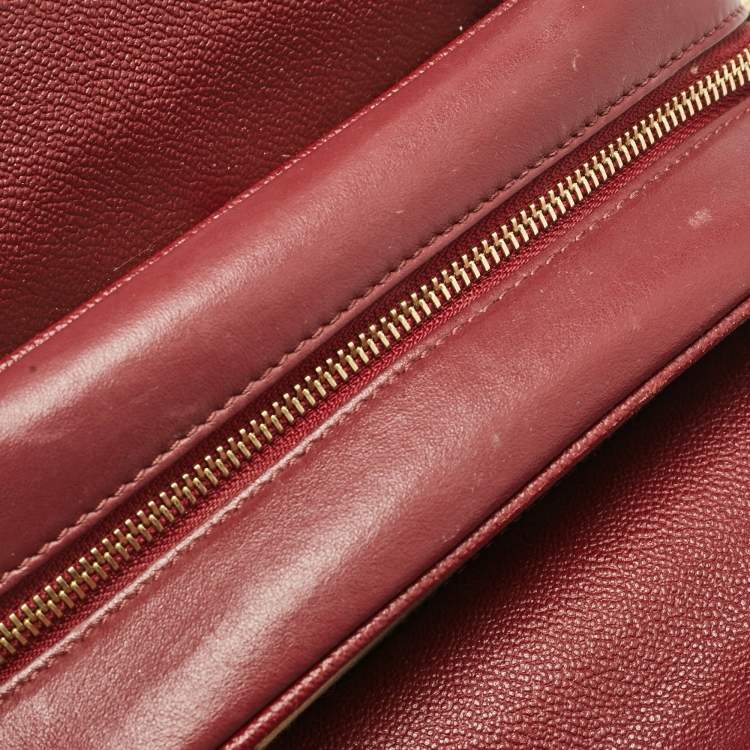 Pre Owned Burberry Burgundy Leather  Small Medley Buckle Crossbody Bag