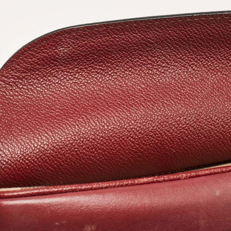 Pre Owned Burberry Burgundy Leather  Small Medley Buckle Crossbody Bag