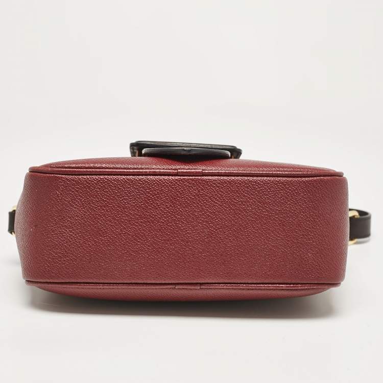 Pre Owned Burberry Burgundy Leather  Small Medley Buckle Crossbody Bag