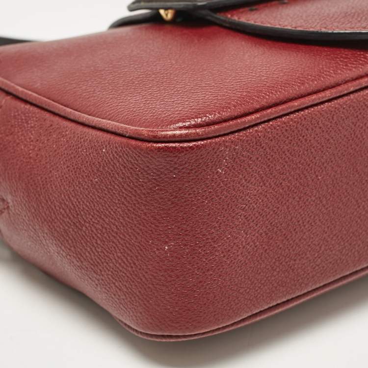 Pre Owned Burberry Burgundy Leather  Small Medley Buckle Crossbody Bag