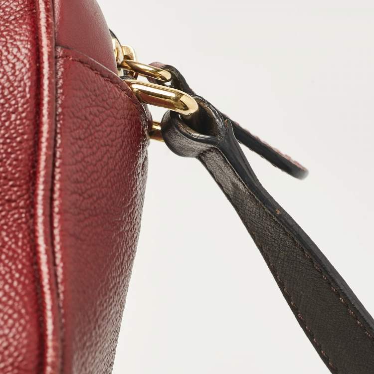 Pre Owned Burberry Burgundy Leather  Small Medley Buckle Crossbody Bag