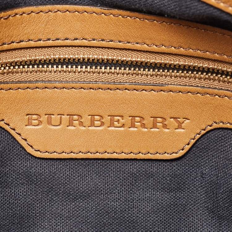 Pre Owned Burberry Beige/Brown House Check Canvas and Leather Aurelia Tote