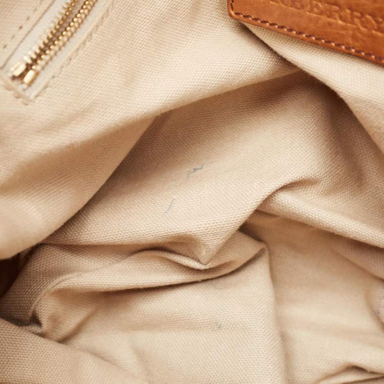 Pre Owned Burberry Beige/Brown House Check Canvas and Leather Pasmore Shoulder Bag