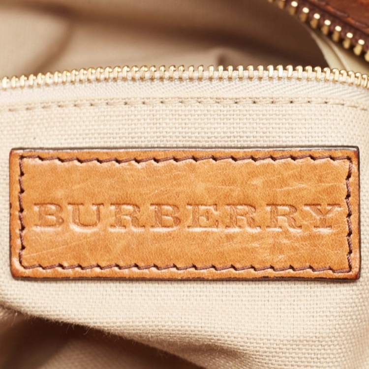 Pre Owned Burberry Beige/Brown House Check Canvas and Leather Pasmore Shoulder Bag