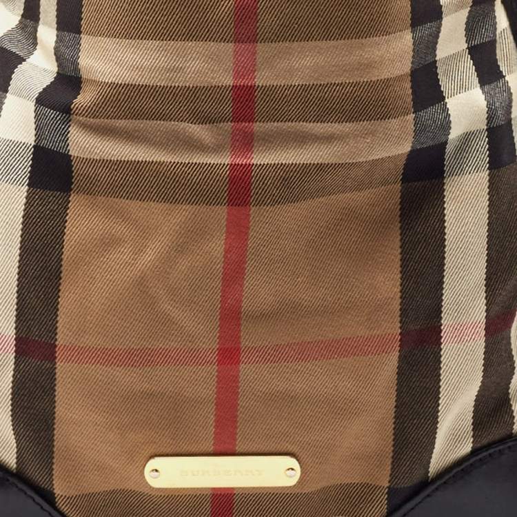 Pre Owned Burberry Black House Check Canvas and Leather Canterbury Tote