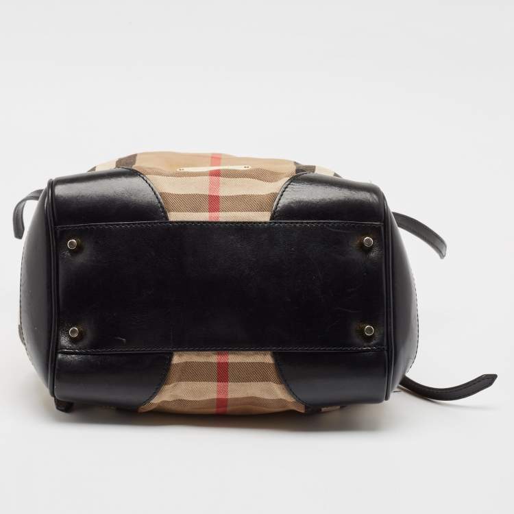 Pre Owned Burberry Black House Check Canvas and Leather Canterbury Tote