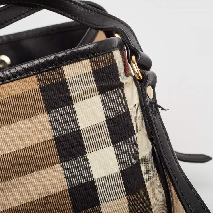 Pre Owned Burberry Black House Check Canvas and Leather Canterbury Tote