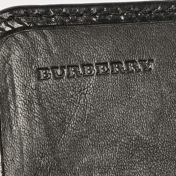 Pre Owned Burberry Black/Beige House Check Fabric and Leather Leighton Continental Wallet