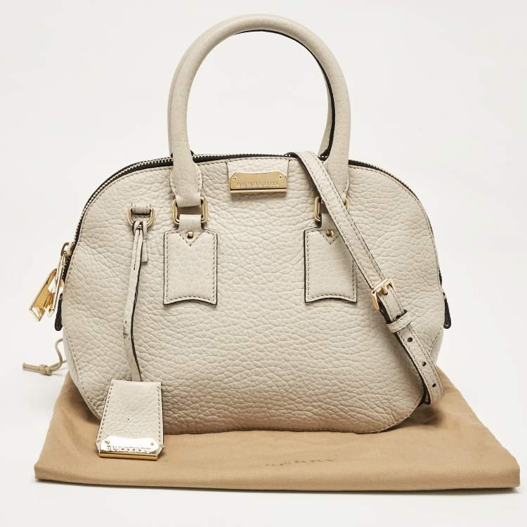 Pre Owned Burberry Grey Grain Leather Small Orchard Bowler Bag