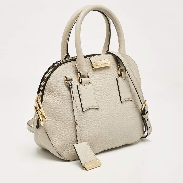 Pre Owned Burberry Grey Grain Leather Small Orchard Bowler Bag
