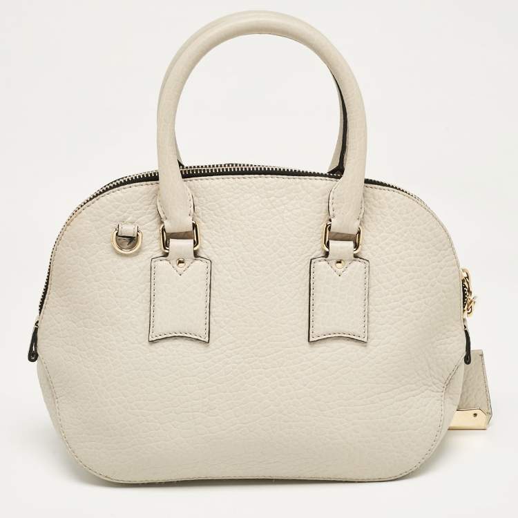 Pre Owned Burberry Grey Grain Leather Small Orchard Bowler Bag