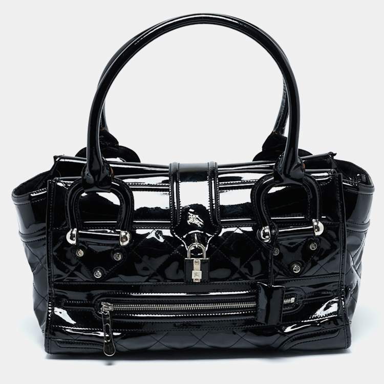 Burberry black patent leather handbag shop