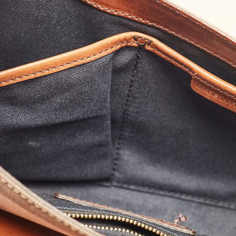 Pre Owned Burberry Brown/Beige House Check Canvas and Leather Abbott Shoulder Bag