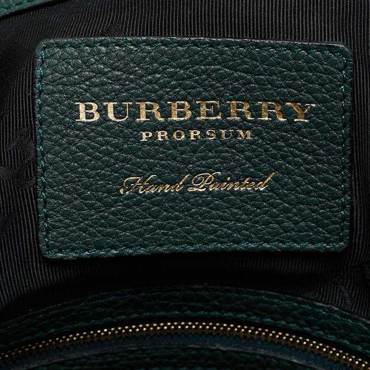 Pre Owned Burberry Dark Bottle Green Painted Leather Medium Bloomsbury Satchel
