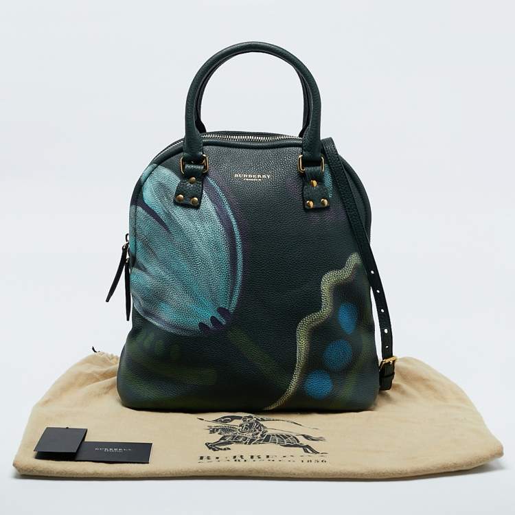 Pre Owned Burberry Dark Bottle Green Painted Leather Medium Bloomsbury Satchel
