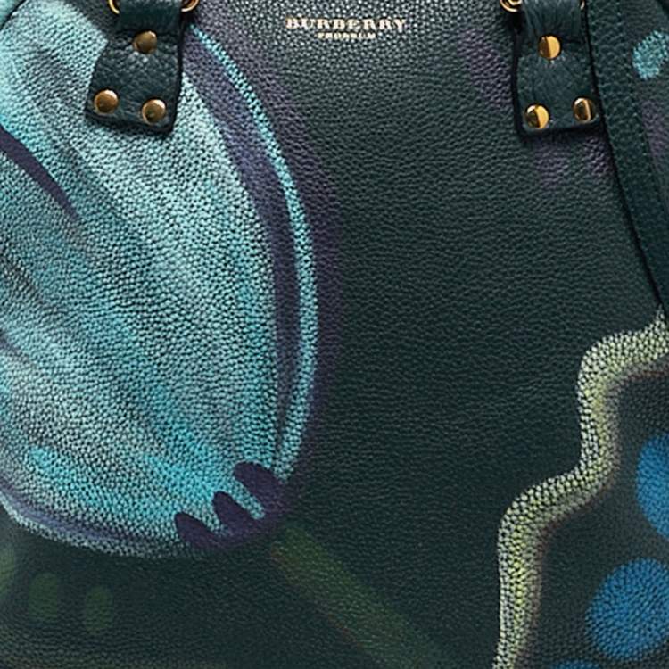 Pre Owned Burberry Dark Bottle Green Painted Leather Medium Bloomsbury Satchel