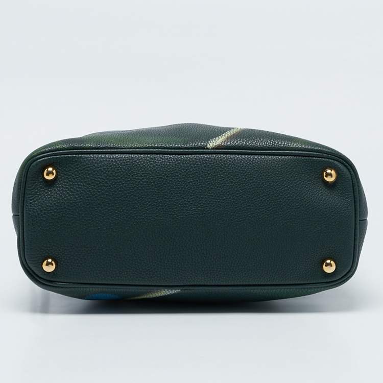 Pre Owned Burberry Dark Bottle Green Painted Leather Medium Bloomsbury Satchel