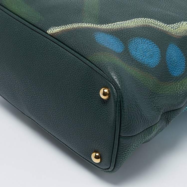 Pre Owned Burberry Dark Bottle Green Painted Leather Medium Bloomsbury Satchel