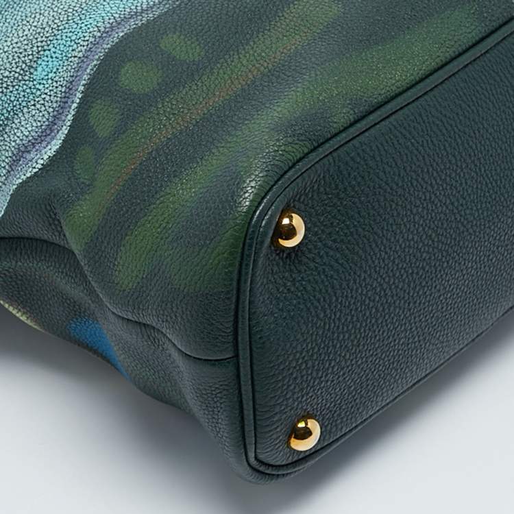 Pre Owned Burberry Dark Bottle Green Painted Leather Medium Bloomsbury Satchel