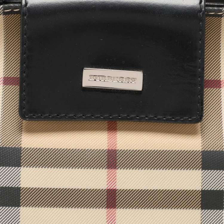 Pre Owned Burberry Beige/Black PVC and Leather Tote