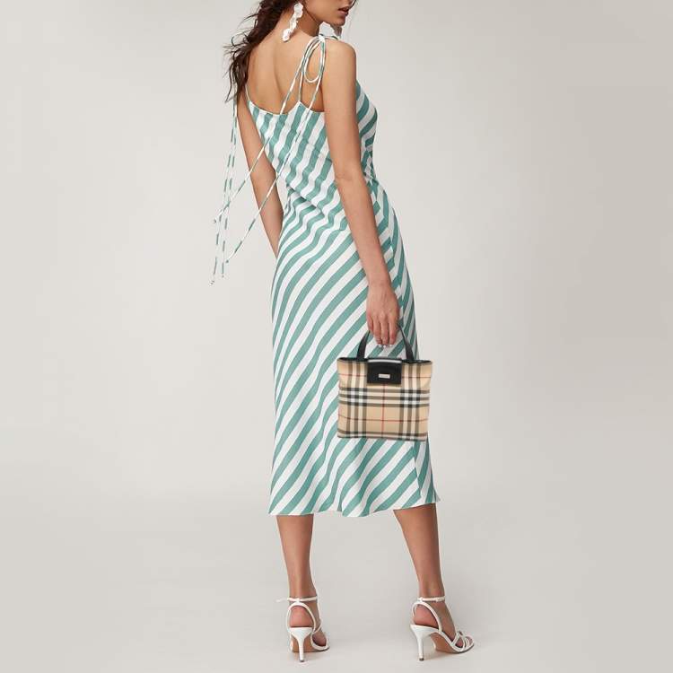 Pre Owned Burberry Beige/Black PVC and Leather Tote