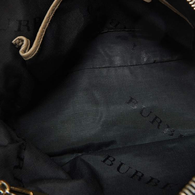 Pre Owned Burberry Taupe Grey Grain Leather Small Orchard Bowler Bag