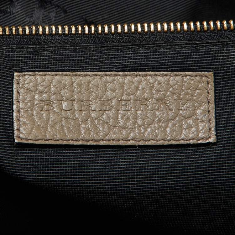 Pre Owned Burberry Taupe Grey Grain Leather Small Orchard Bowler Bag