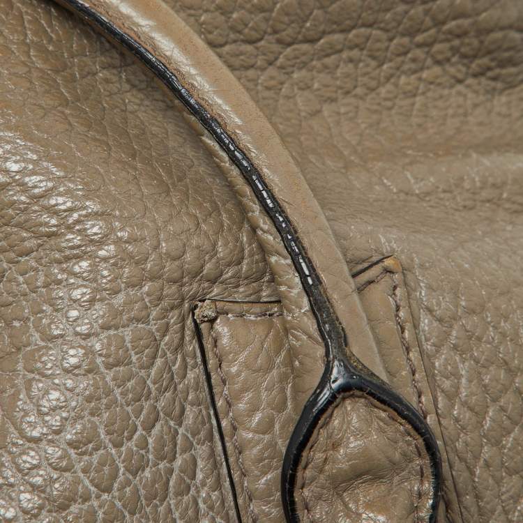 Pre Owned Burberry Taupe Grey Grain Leather Small Orchard Bowler Bag