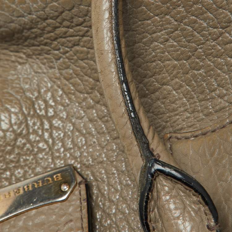 Pre Owned Burberry Taupe Grey Grain Leather Small Orchard Bowler Bag