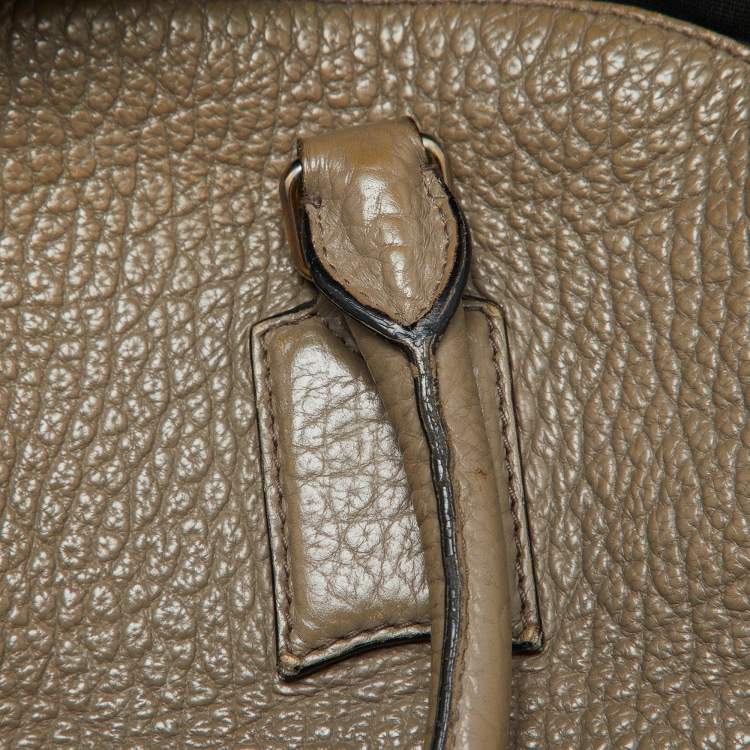 Pre Owned Burberry Taupe Grey Grain Leather Small Orchard Bowler Bag