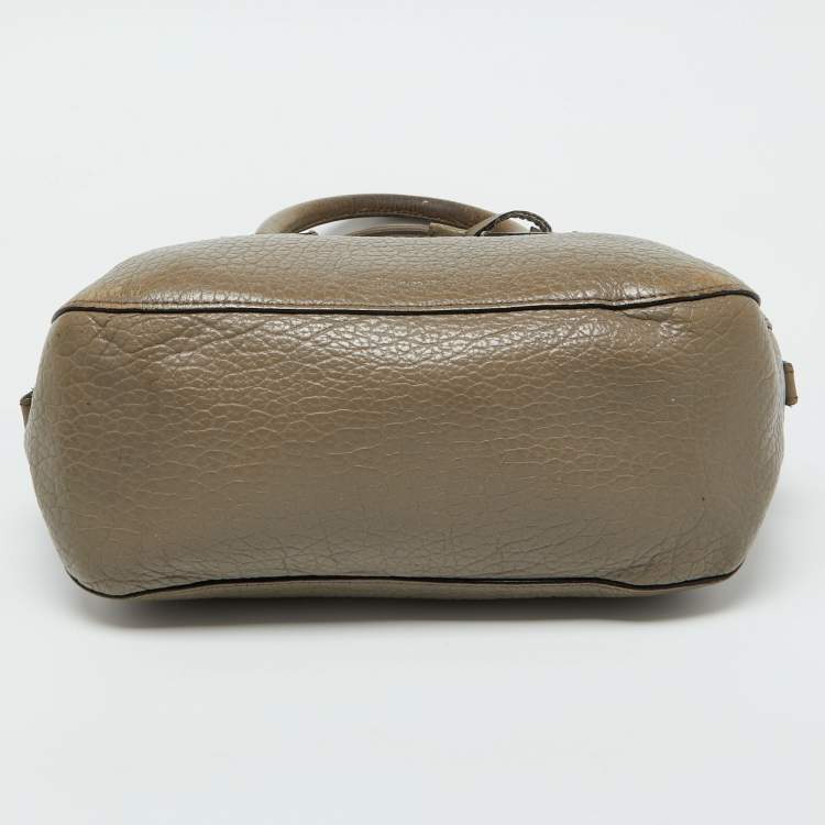 Pre Owned Burberry Taupe Grey Grain Leather Small Orchard Bowler Bag