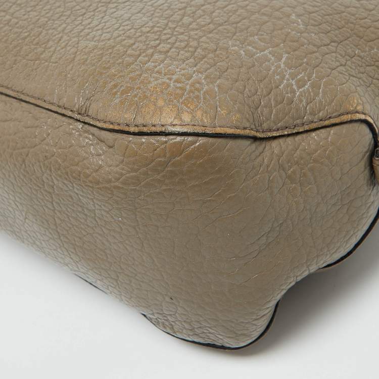 Pre Owned Burberry Taupe Grey Grain Leather Small Orchard Bowler Bag