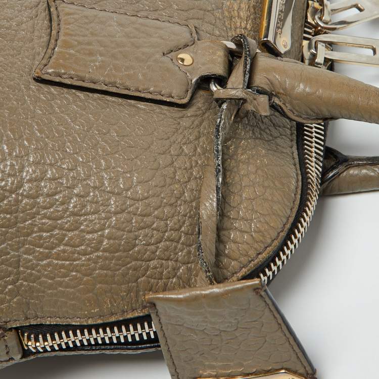 Pre Owned Burberry Taupe Grey Grain Leather Small Orchard Bowler Bag