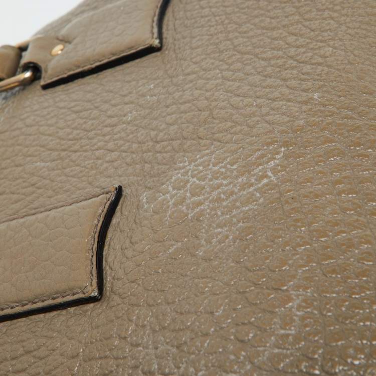 Pre Owned Burberry Taupe Grey Grain Leather Small Orchard Bowler Bag