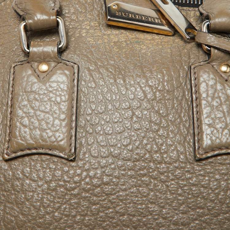 Pre Owned Burberry Taupe Grey Grain Leather Small Orchard Bowler Bag