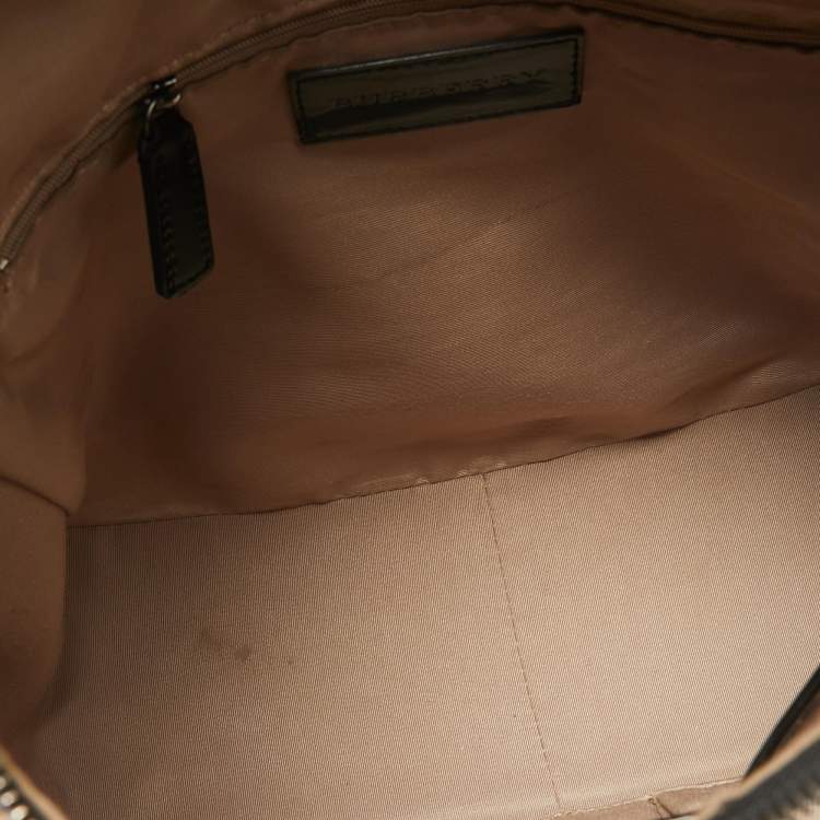 Pre Owned Burberry Black/Beige Nova Check Coated Canvas and Patent Leather Moore Hobo