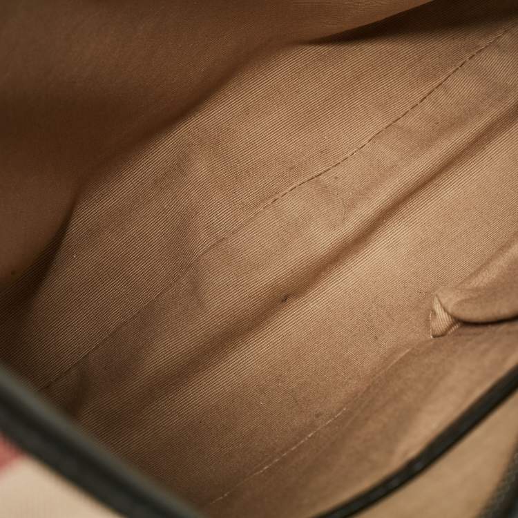 Pre Owned Burberry Black/Beige Nova Check Coated Canvas and Patent Leather Barton Hobo