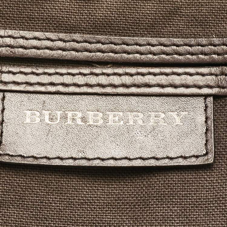 Pre Owned Burberry Beige/Brown Haymarket Check PVC and Leather Chester Boston Bag