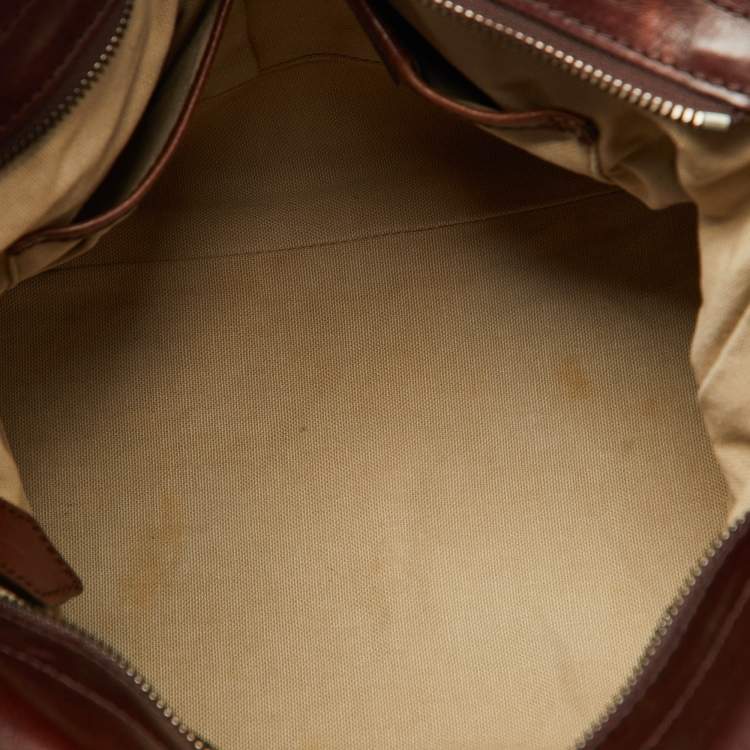 Pre Owned Burberry Brown Mega Check Canvas and Leather Lowry Tote