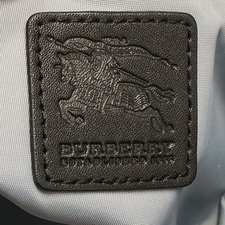 Pre Owned Burberry Khaki/Black Nova Check Nylon and Leather Buckleigh Tote