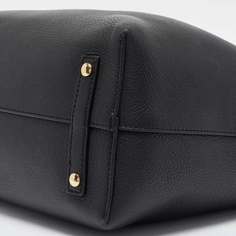 Pre Owned Burberry Black/Yellow Leather Medium Belt Tote