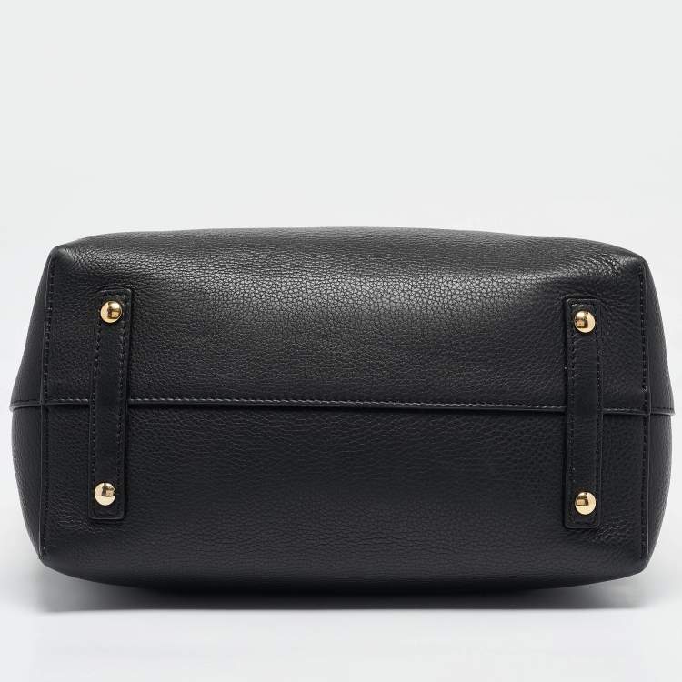 Pre Owned Burberry Black/Yellow Leather Medium Belt Tote