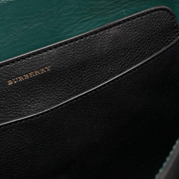 Pre Owned Burberry Black/Yellow Leather Medium Belt Tote