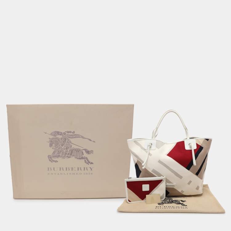 Pre Owned Burberry Multicolor Canvas and Leather Shopper Tote
