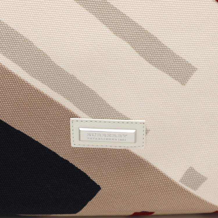 Pre Owned Burberry Multicolor Canvas and Leather Shopper Tote