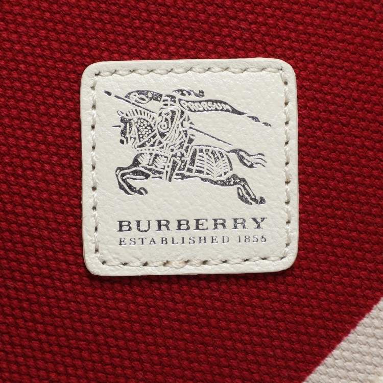 Pre Owned Burberry Multicolor Canvas and Leather Shopper Tote