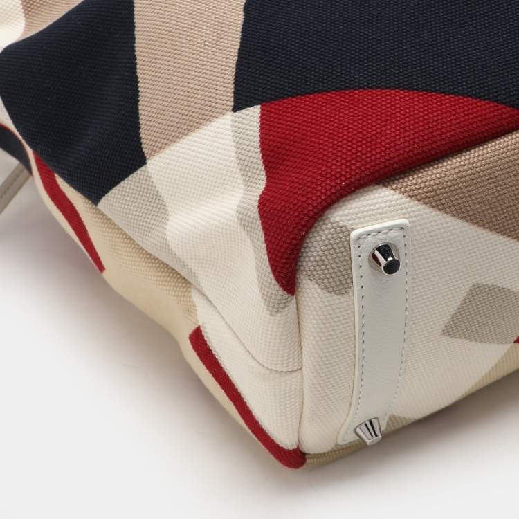Pre Owned Burberry Multicolor Canvas and Leather Shopper Tote