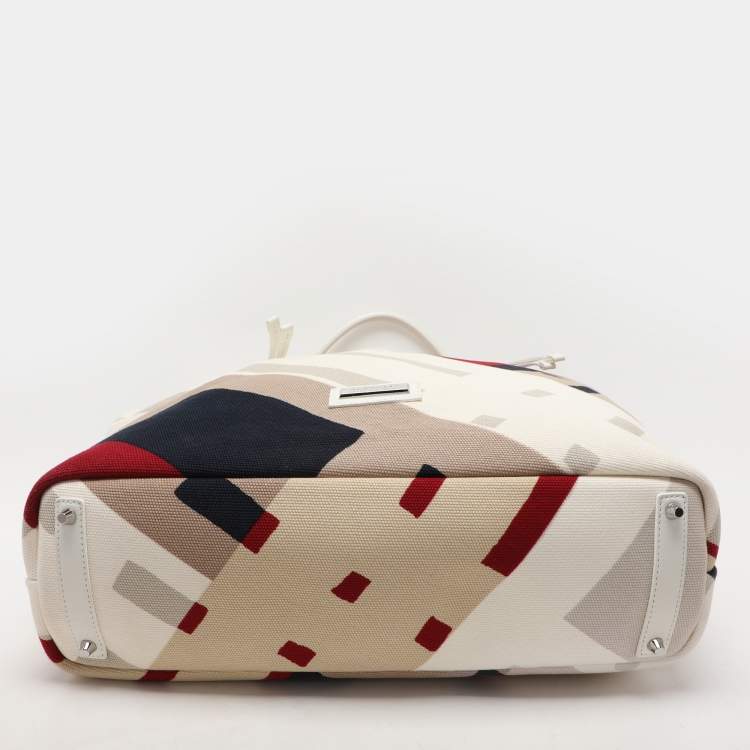 Pre Owned Burberry Multicolor Canvas and Leather Shopper Tote