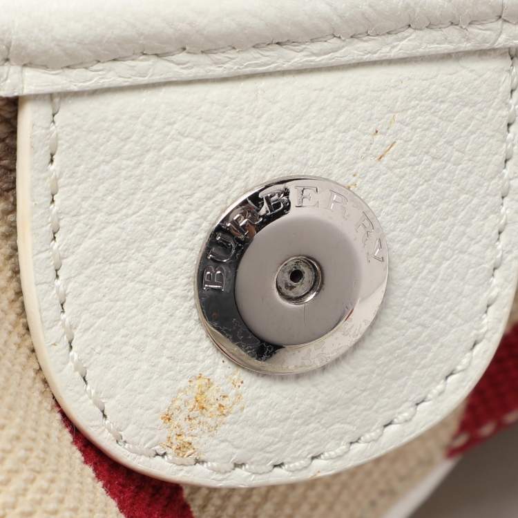 Pre Owned Burberry Multicolor Canvas and Leather Shopper Tote
