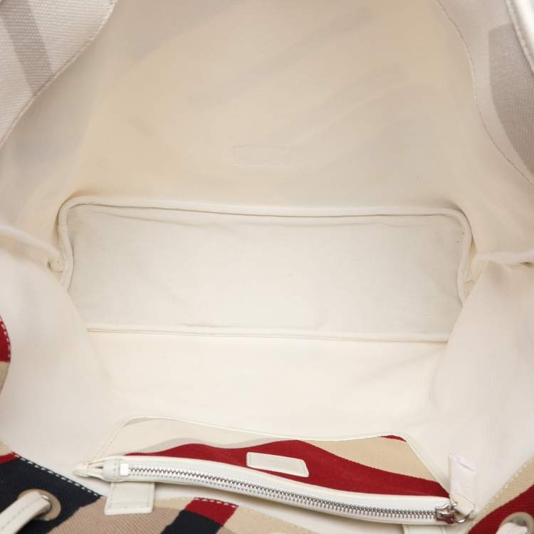 Pre Owned Burberry Multicolor Canvas and Leather Shopper Tote
